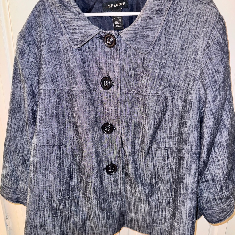 Lane Bryant Blue Button-Up Jacket Blazer Sz 26 26w